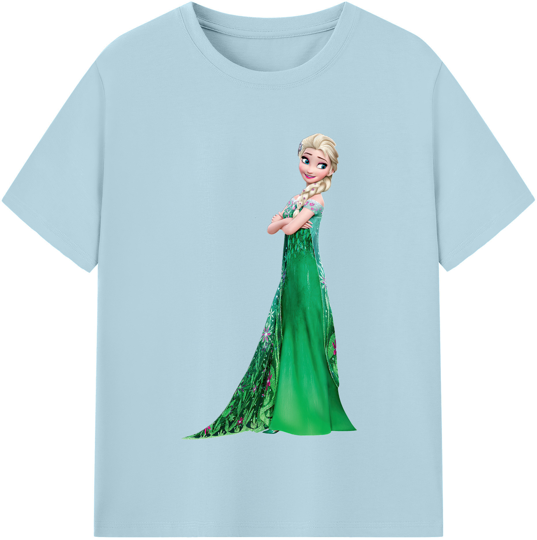 （画像用） アナと雪の女王 アンナ エルサ Frozen Anna Elsa 綿100％半袖Tシャツ（フロントプリント）